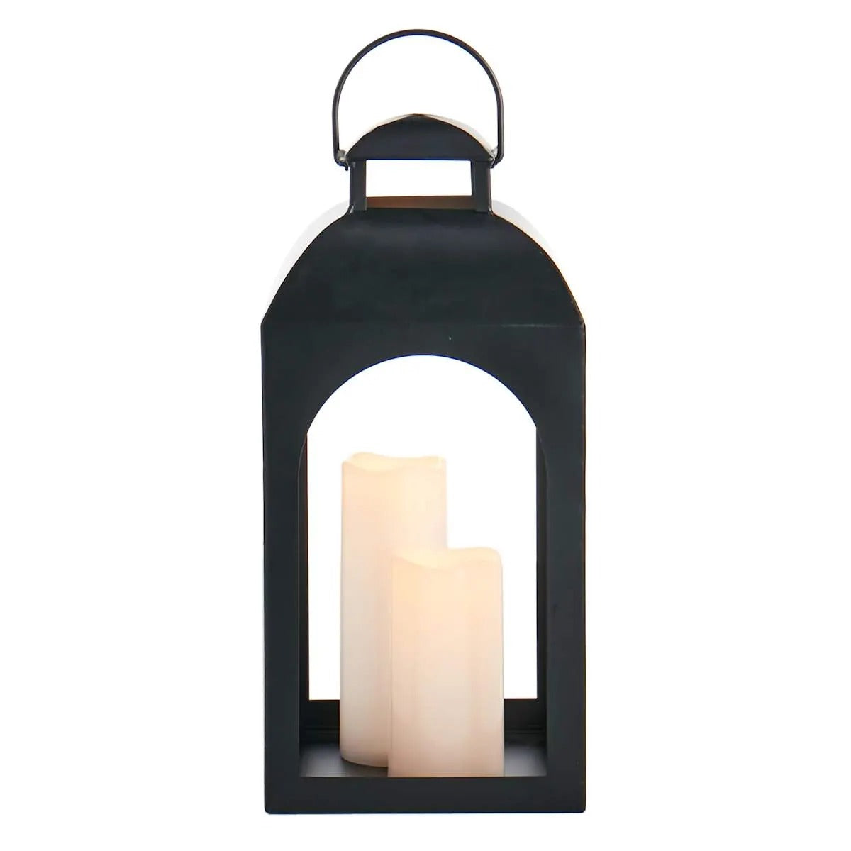Modern Black Metal Arch Candle Lantern - 17 Inch