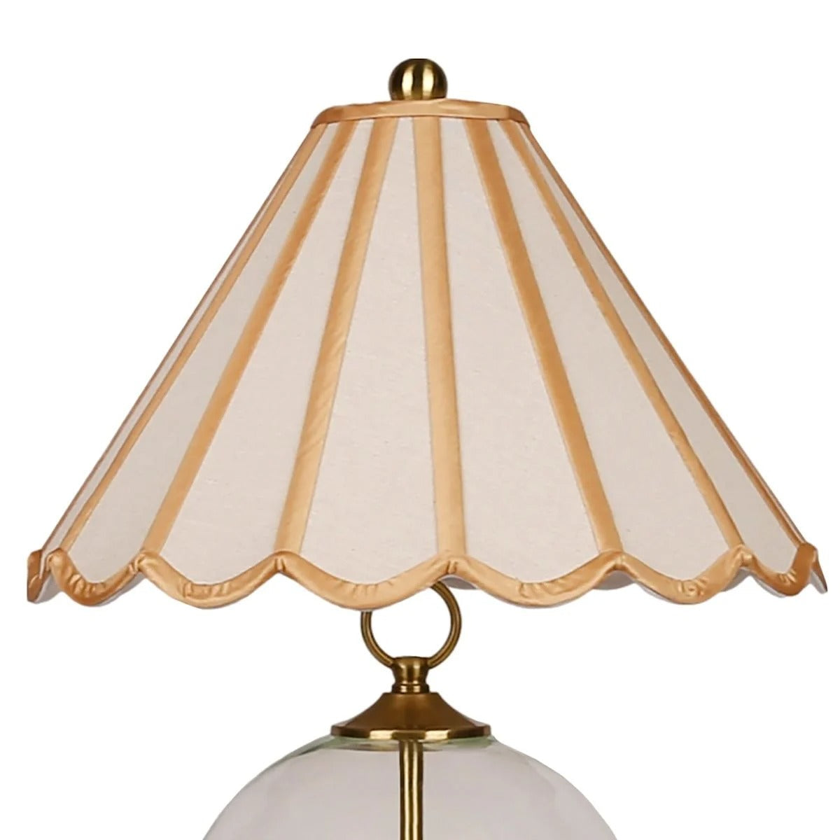 23-Inch Vintage Clear Glass Table Lamp With Cream Scallop Shade