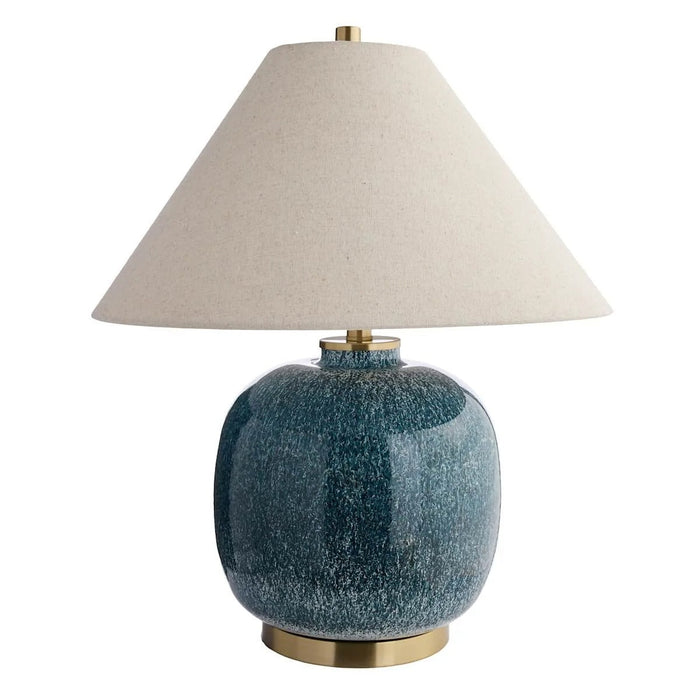 20-Inch Coastal Blue Metal Table Lamp With Empire Shade