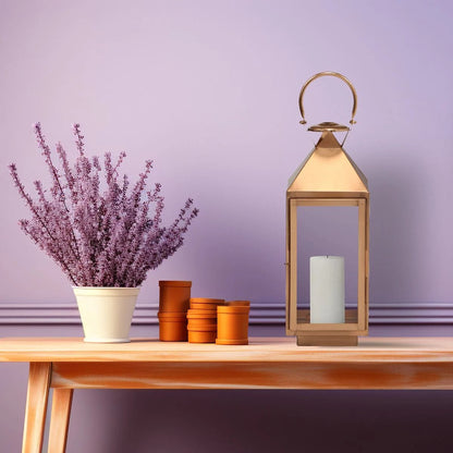 19-Inch Modern Copper Metal Candle Lantern With Clear Glass