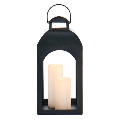 Modern Black Metal Arch Candle Lantern - 17 Inch