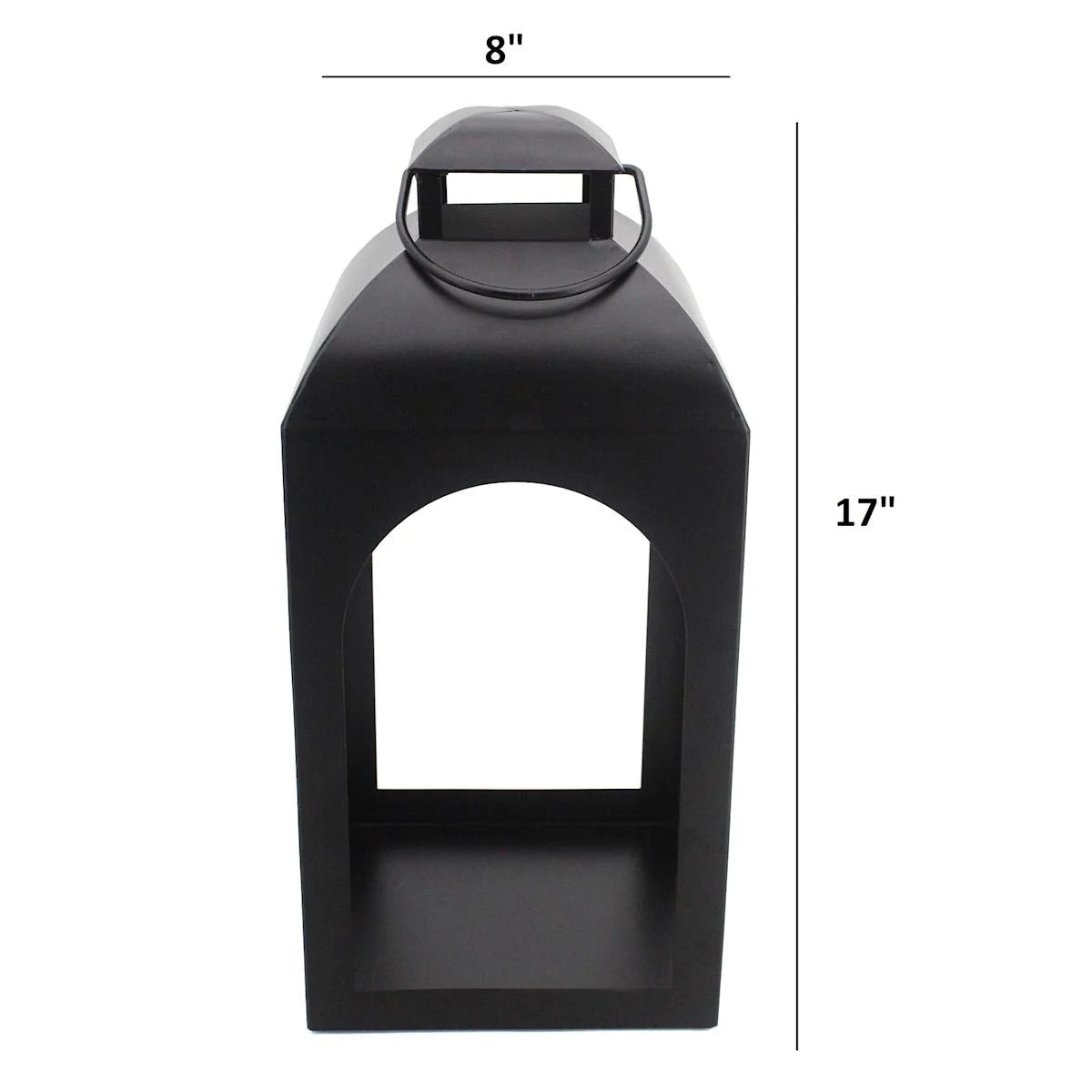 Modern Black Metal Arch Candle Lantern - 17 Inch