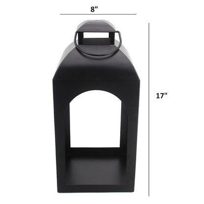 Modern Black Metal Arch Candle Lantern - 17 Inch