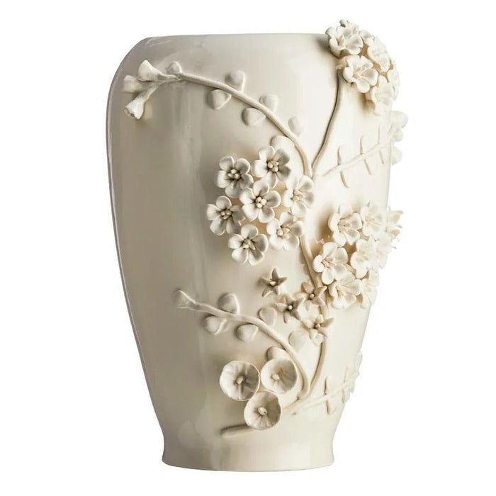 13.7-Inch White 3D Flower Ceramic Table Vase