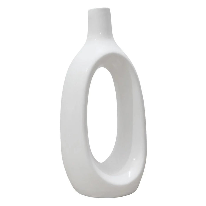 8.5-Inch Modern Ivory White Ceramic Table Vase