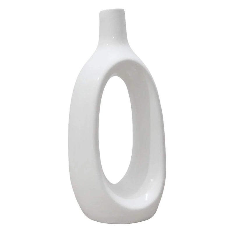 8.5-Inch Modern Ivory White Ceramic Table Vase