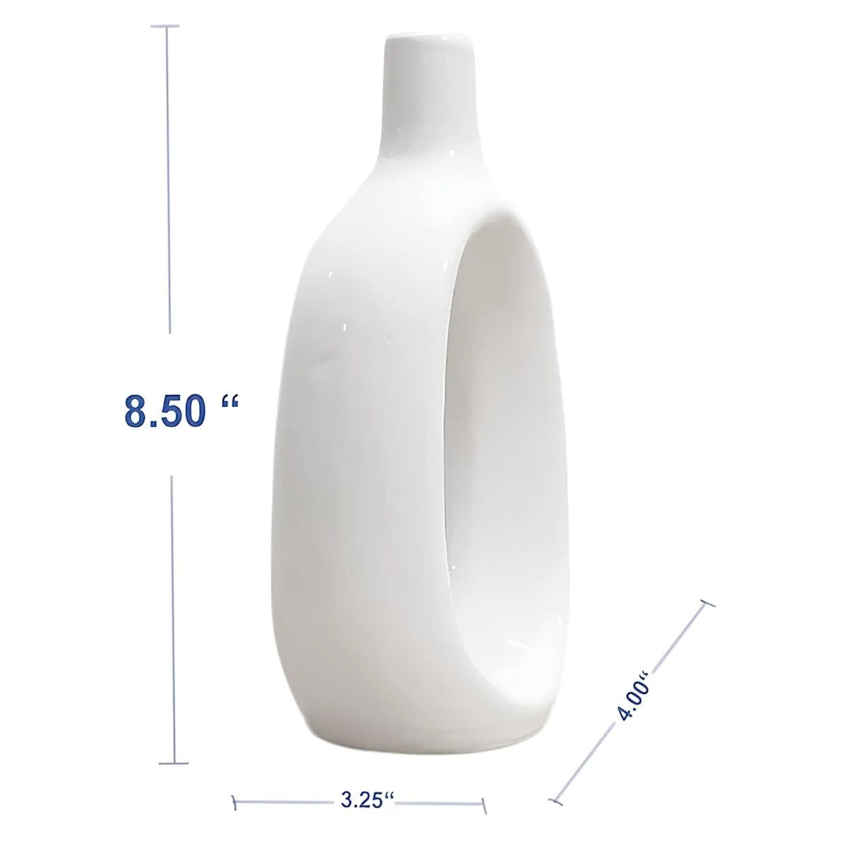 8.5-Inch Modern Ivory White Ceramic Table Vase