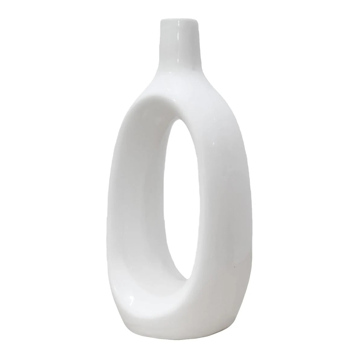 8.5-Inch Modern Ivory White Ceramic Table Vase