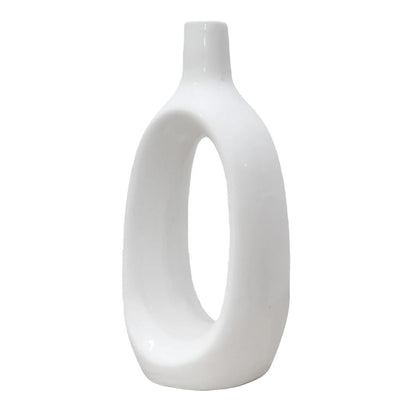 8.5-Inch Modern Ivory White Ceramic Table Vase