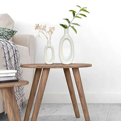 8.5-Inch Modern Ivory White Ceramic Table Vase