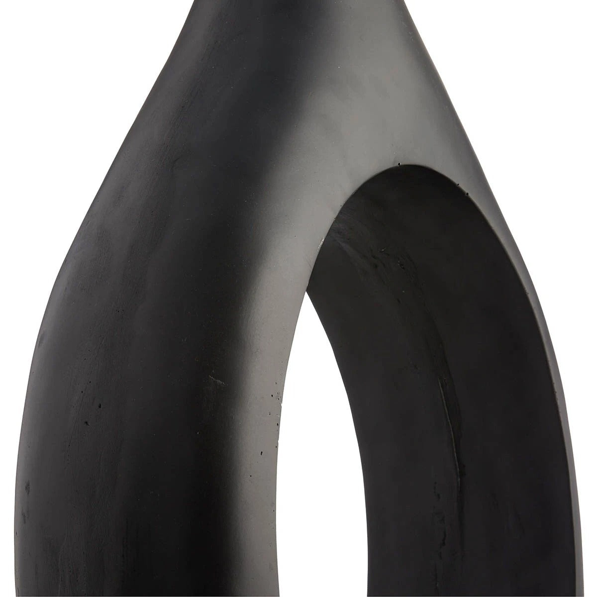 48-Inch Modern Open Circle Matte Black Magnesium Oxide Floor Vase
