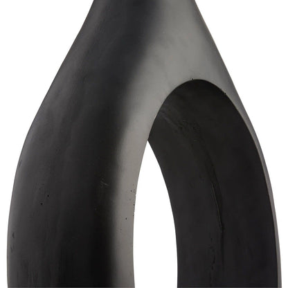 48-Inch Modern Open Circle Matte Black Magnesium Oxide Floor Vase