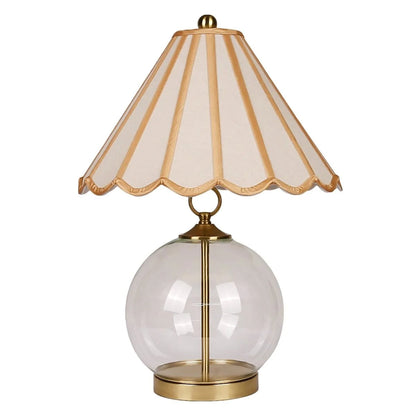 23-Inch Vintage Clear Glass Table Lamp With Cream Scallop Shade