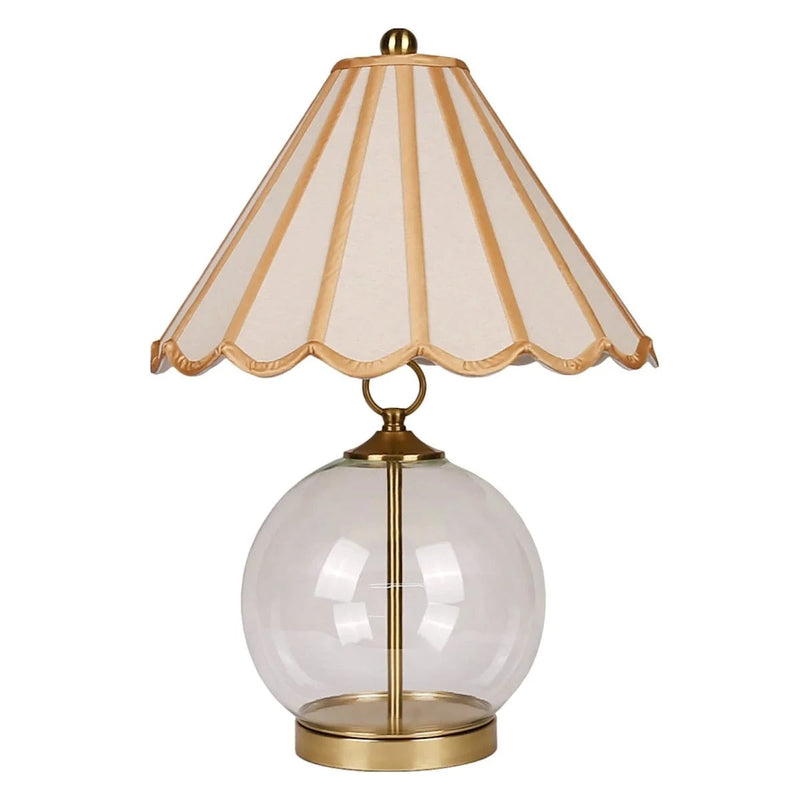 23-Inch Vintage Clear Glass Table Lamp With Cream Scallop Shade