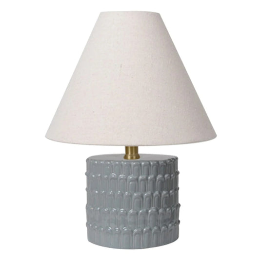 Grey Ceramic Textured Small Table Lamp 15 Inch