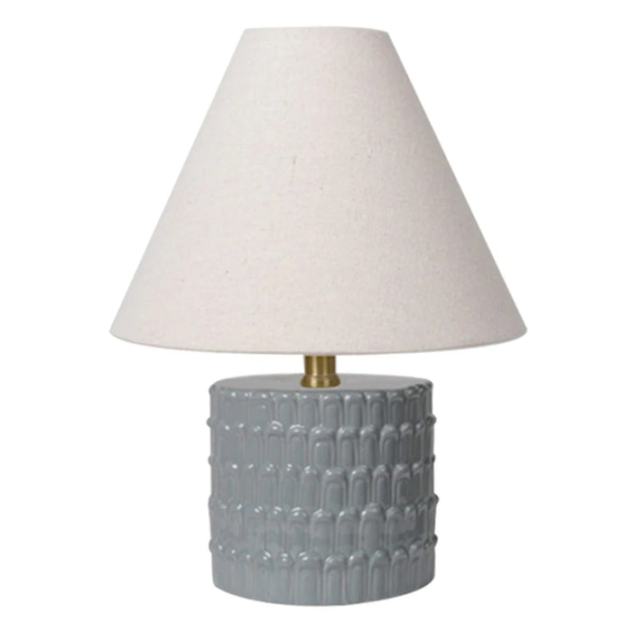 Grey Ceramic Textured Small Table Lamp 15 Inch